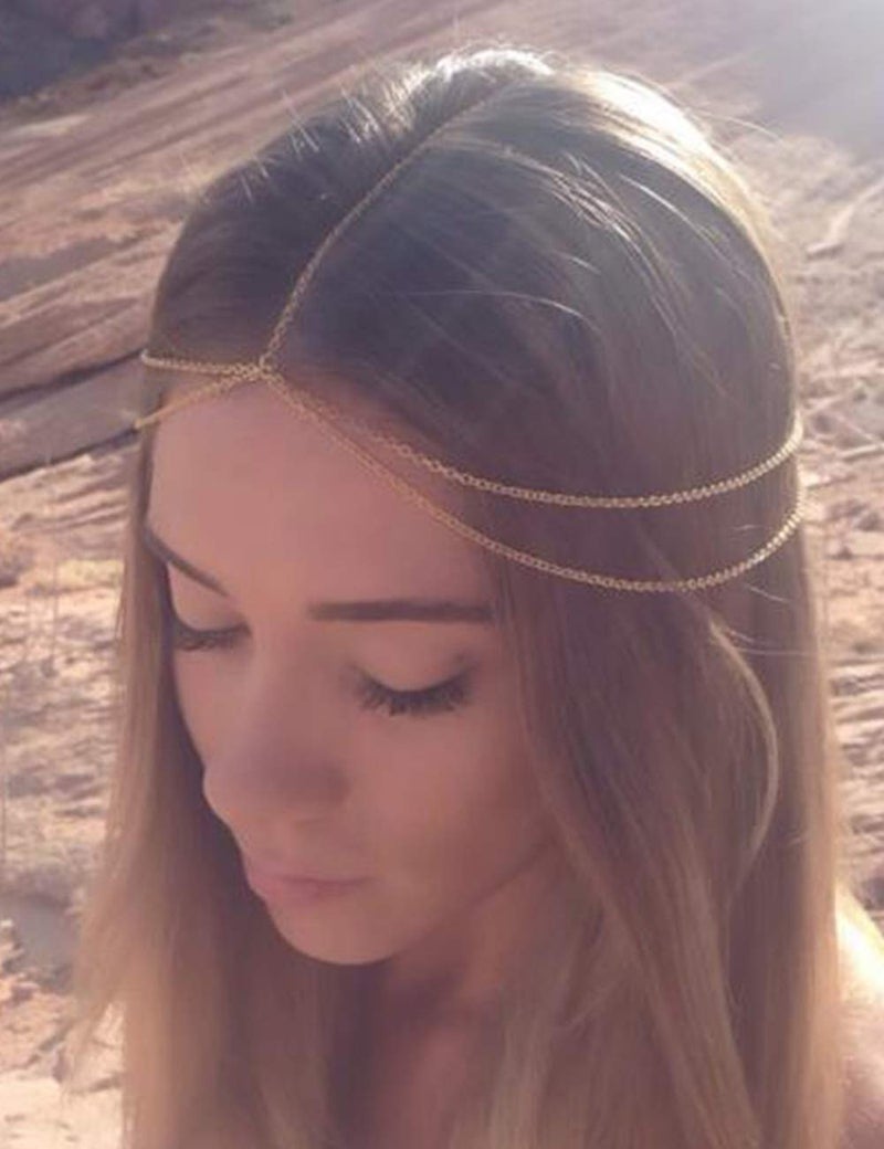 Chargances سلسلة رأس متعددة الطبقات للنساء من Chargances - عصابة رأس هالوين ذهبية، سلسلة رأس للزفاف، عصابة رأس لحفلات التخرج، قطعة رأس لمهرجان بوهيمية، مجوهرات لراقصات البطن، إكسسوارات شعر للنساء والفتيات - Image 1